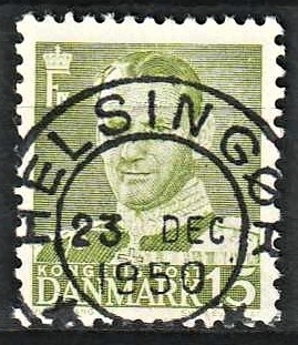 FRIMÆRKER DANMARK | 1948-50 - AFA 306 - Fr. IX 15 øre grøn - Lux Stemplet Helsingør